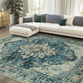 Washable Area Rug (Blue/Vintage Dark Blue / 8' x 10' (Rectangular))