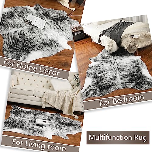Western Faux Cowhide Rug (3'7" x 2'4" (3.6x2.3 ft) / Black / Grey)