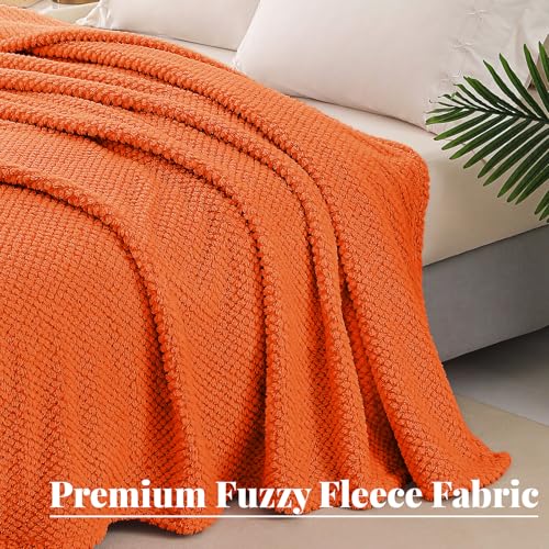 Extra Large Soft Fleece Throw Blanket for Couch (Burnt Orange / Throw(50x70 In))