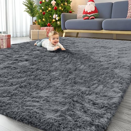 10x11 Machine Washable Large Area Rugs for Living Room (10x11 Ft / Grey)