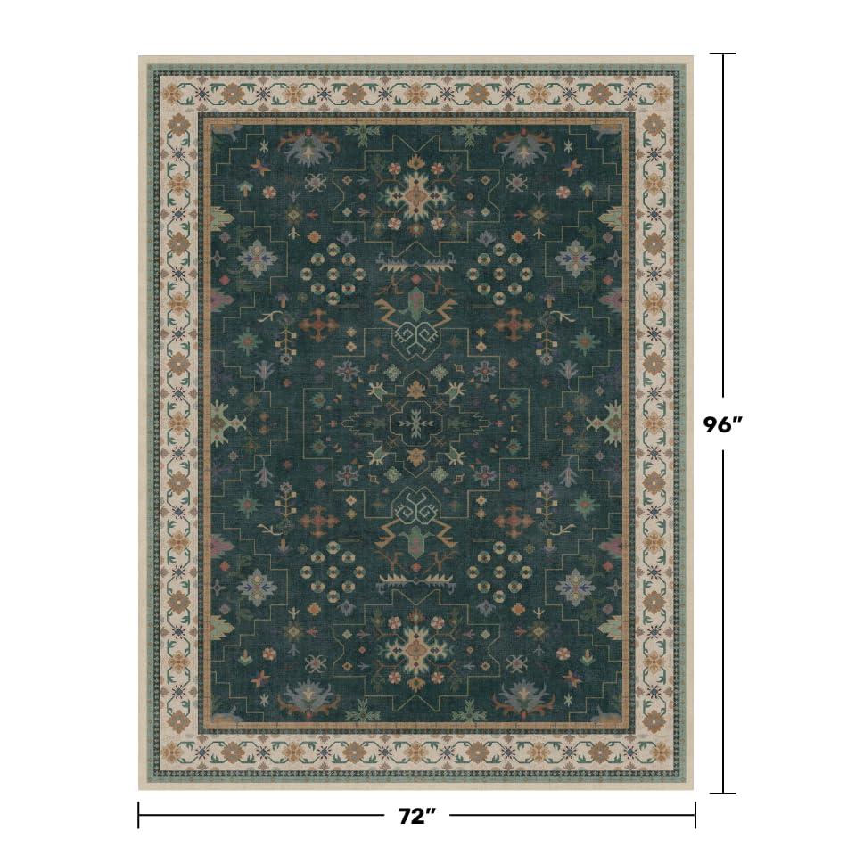 Vintage Dark Green 6x8 Dining Room Rugs for Under Kitchen Table (6' x 8' (Rectangular) / Dark Green)