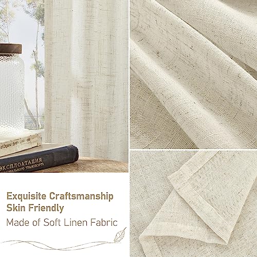 Natural Linen 54 Inch Length Curtains for Bedroom (52"W x 54"L (Pack of 2) / Natural)