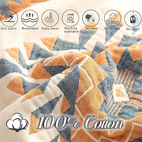Fall Cotton Muslin Boho Throw Blanket 60"x80" for Couch Bed (K-roman Holiday / 60"x80")