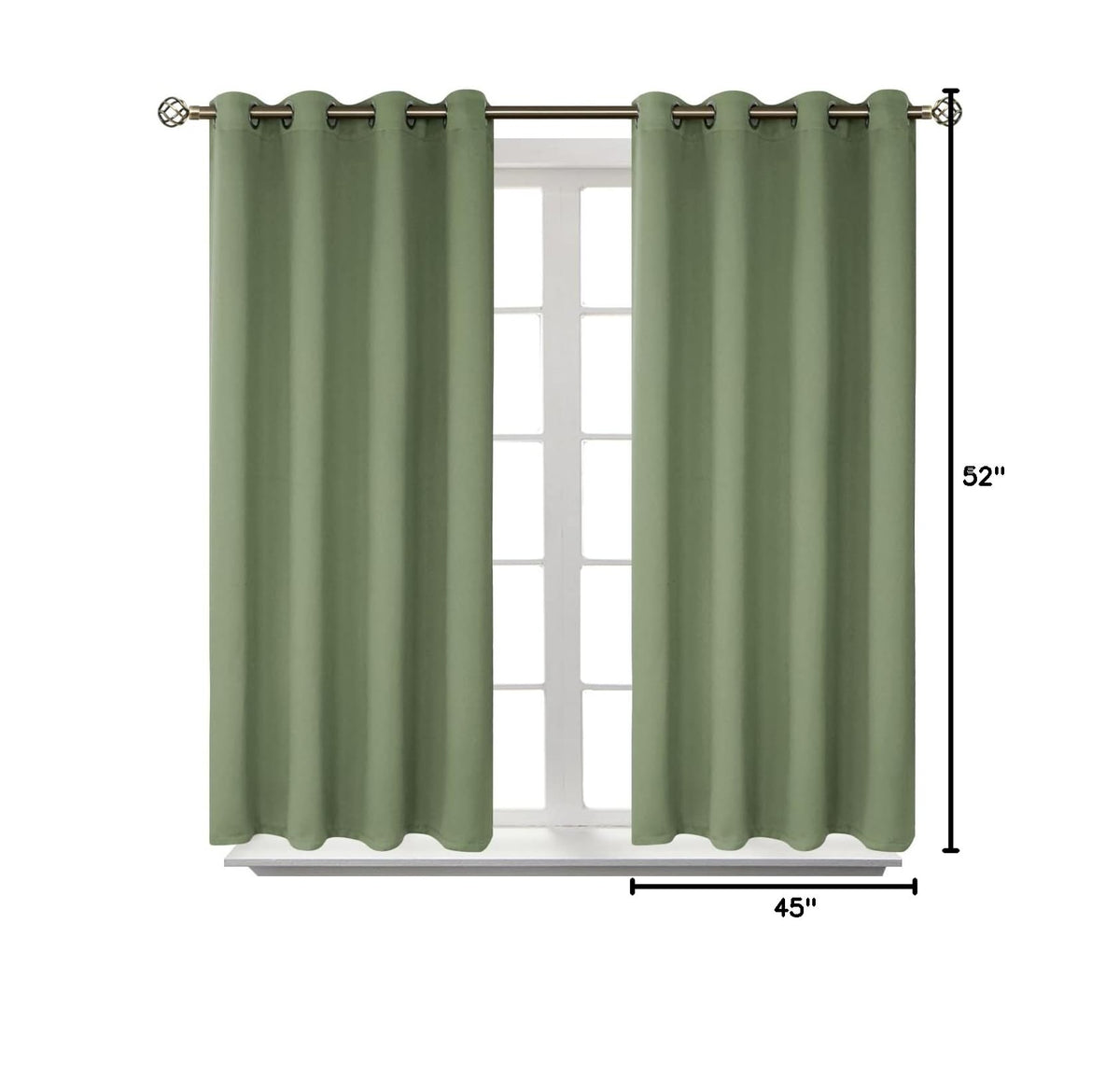 Grass Green Blackout Curtains for Bedroom 45 Inch Long (Grass Green / 52"W x 45"L (Pack of 2))