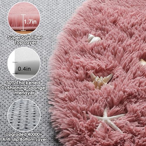 Blush Round Rugs 6ft for Living Room Bedroom (Blush / 6' (Round))
