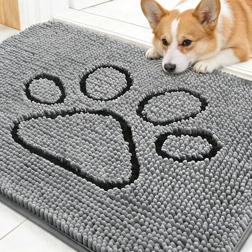 Dog Door Mat for Muddy Paws 30x20 (Grey / 30" X 20")