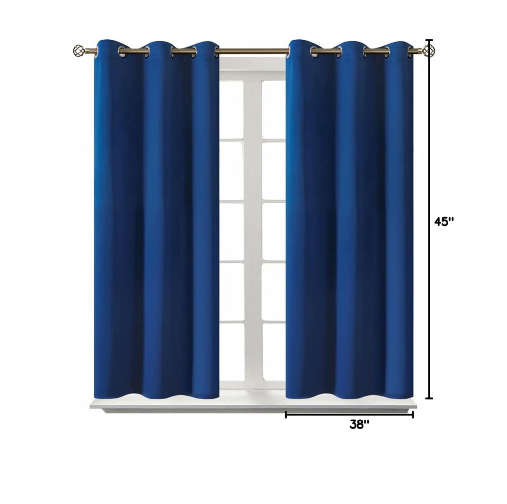 Short Curtains for Small Window 45 Inch Long (Royal Blue / 38"W x 45"L (Pack of 2))