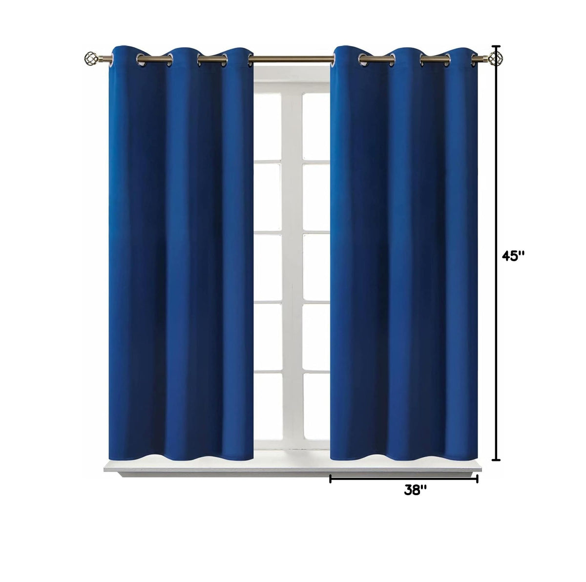 Short Curtains for Small Window 45 Inch Long (Royal Blue / 38"W x 45"L (Pack of 2))
