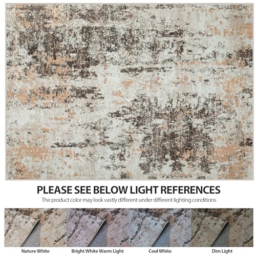 5x8 Area Rugs for Living Room Washable Bedroom Dining Room Brown Beige (Brown White/Beige / 5' x 8' (Rectangular))