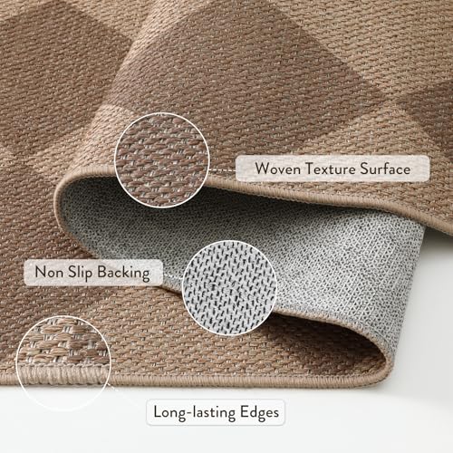 Checkered Easy Jute Kitchen Runner Rug (2'6" x 8' (Runner) / Nature/Checkerboard -2)
