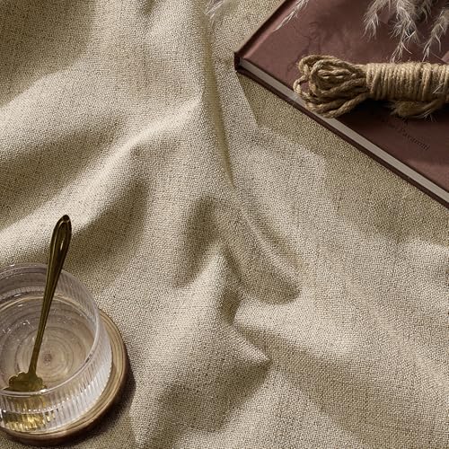 Burlap Linen Textured 100% Blackout Curtains 96 Inch for Office (Burlap / 52"W x 96"L (Pack of 2))