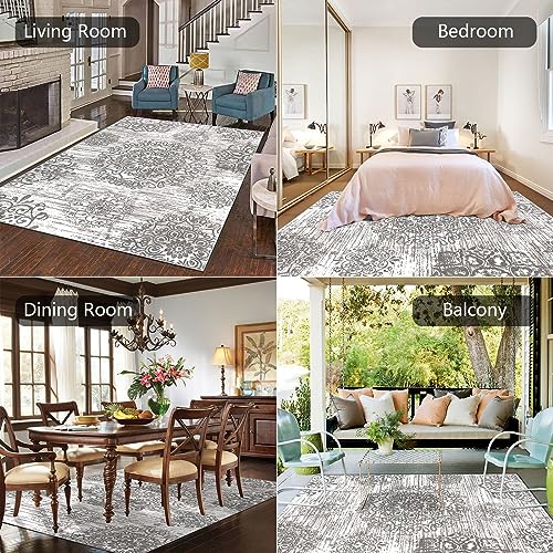 HEBE Area Rug for Living Room 5'x7' (Grey / 5' x 7' (Rectangular))