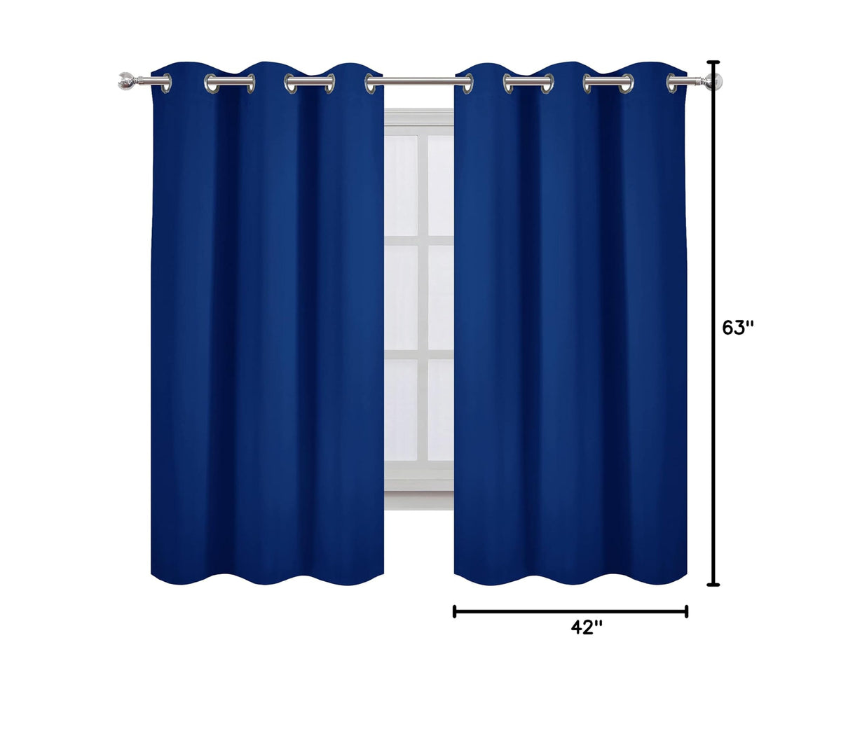 Blackout Curtains 42 x 63 inch (Royal Blue / 42"W x 63"L (Pack of 2))