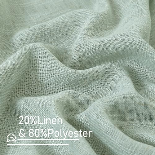 Short Window Linen Curtains 36 Inch Length 2 Panels (Light Sage / 34"W x 36"L (Pack of 2))