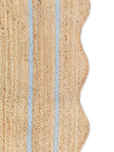 Wave Scalloped Natural Jute Runner Boho Jute Entryway Farmhouse Scallop Rug (Grey / 9'x12' (Rectangular))