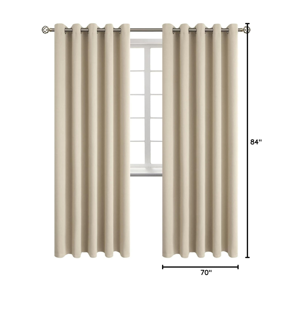 Beige Room Darkening Curtains 84 Inch for Living Room (Beige / 70"W x 84"L (Pack of 2))