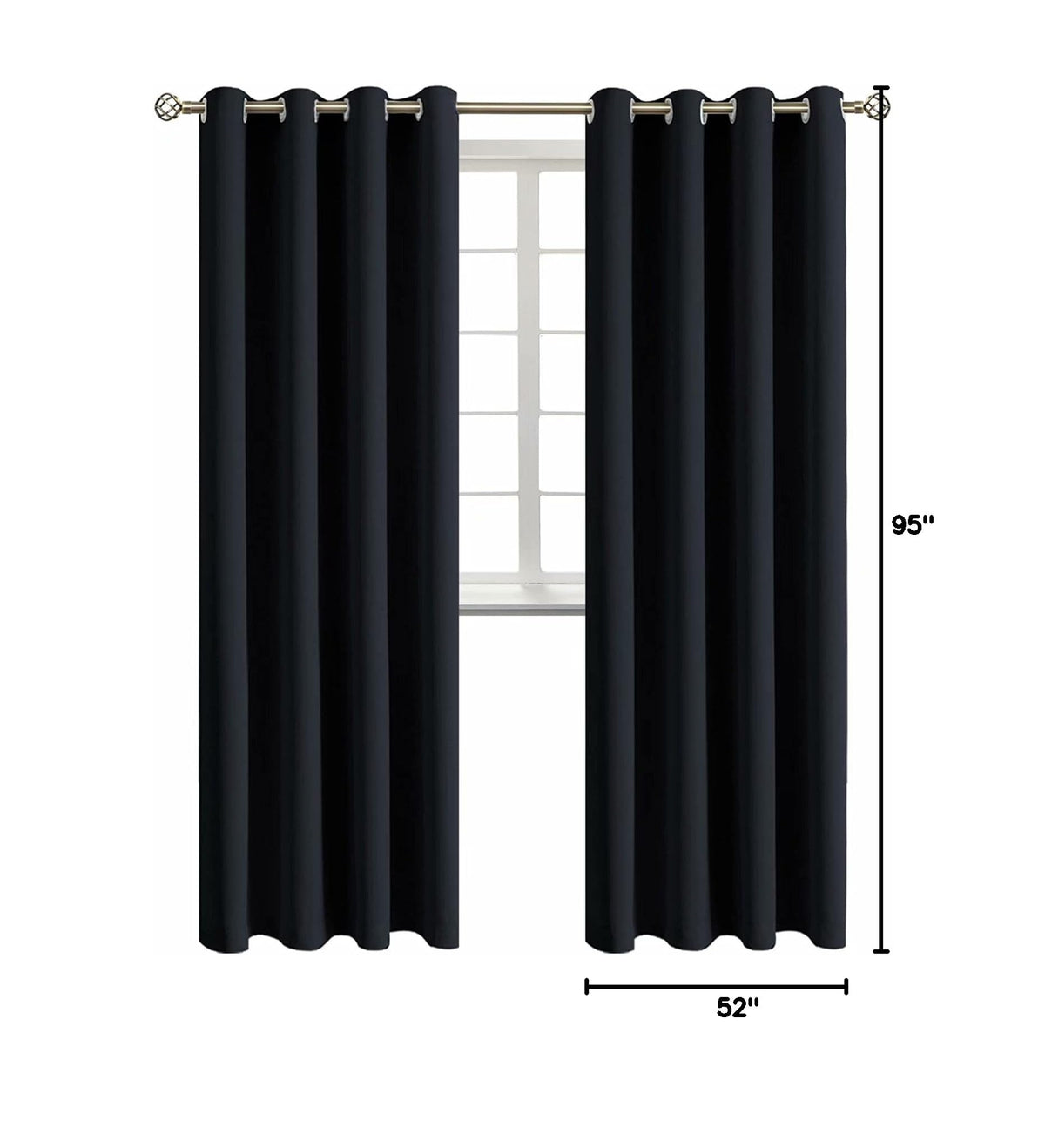 Blackout Curtains for Living Room (Black / 52"W x 95"L (Pack of 2))