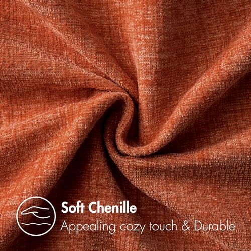 Soft Chenille Fall Throw Pillow Covers Rust 20x20 Inch Pack of 2 (20" x 20" (Pack of 2) / Rust)
