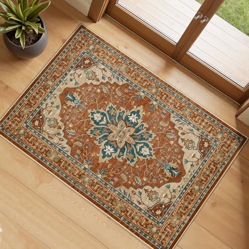 Washable Area Rug (Red/Orange/Blue/Brown / 2' x 3' (Rectangular))