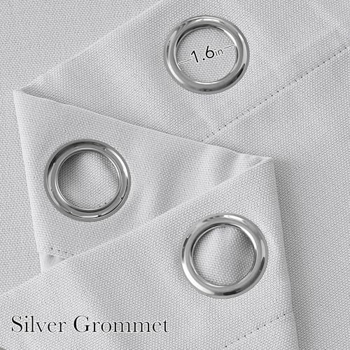 Faux Linen Greyish White Blackout Curtains 84 inches Long for Living Room (Linen Greyish White / 52"W x 84"L (Pack of 2))