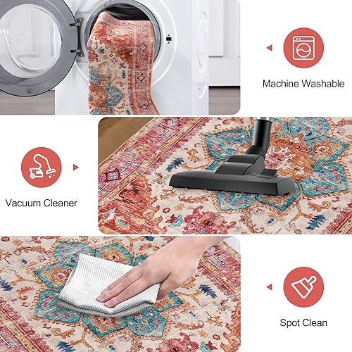 Washable Area Rug (4' x 6' / Pink)