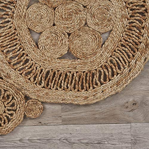 6ft Round Scalloped Jute Indoor Area Rug (Natural / 6' (Round))