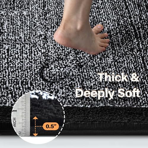 48x24 Long Bathroom Rugs Non Slip Washable (Black / 2' x 4' (Rectangular))