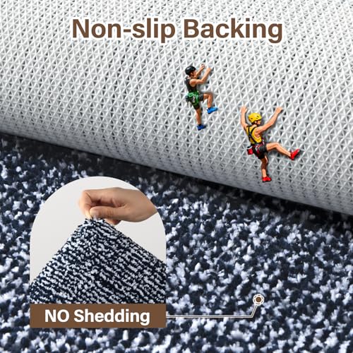 Bathroom Rugs 24x17 Non Slip Washable (Dark Blue / 1'5" x 2' (Rectangular))