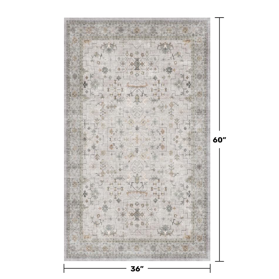 Washable 3x5 Large Bathroom Rug (3' x 5' (Rectangular) / Light Gray / Sage)
