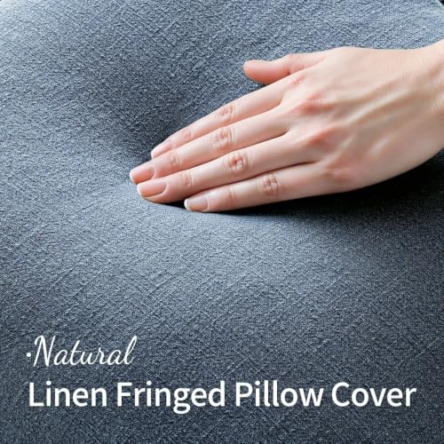 Linen Fringe Decorative Euro Throw Pillow Covers Blue Ashes 24x24 (24" x 24" (Pack of 2) / Blue Ashes)