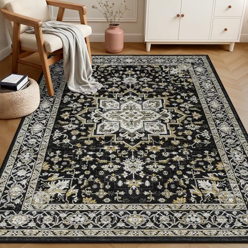 6x9 Area Rugs Living Room (Black Gold / 6' x 9' (Rectangular))