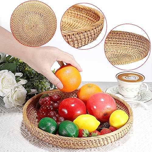 Rattan Key Basket Bowl for Entryway Table (Large, 11.8" / Natural Color)