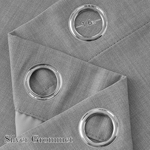 Faux Linen Light Grey Blackout Curtains 84 inches Long for Living Room (Linen Light Grey / 52"W x 84"L (Pack of 2))