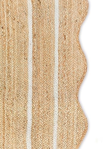 Wave Scalloped Jute Runner (Off White / 3'x5' (Rectangular))