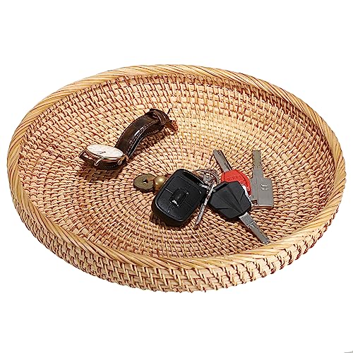 Rattan Key Basket Bowl for Entryway Table (Large, 11.8" / Natural Color)