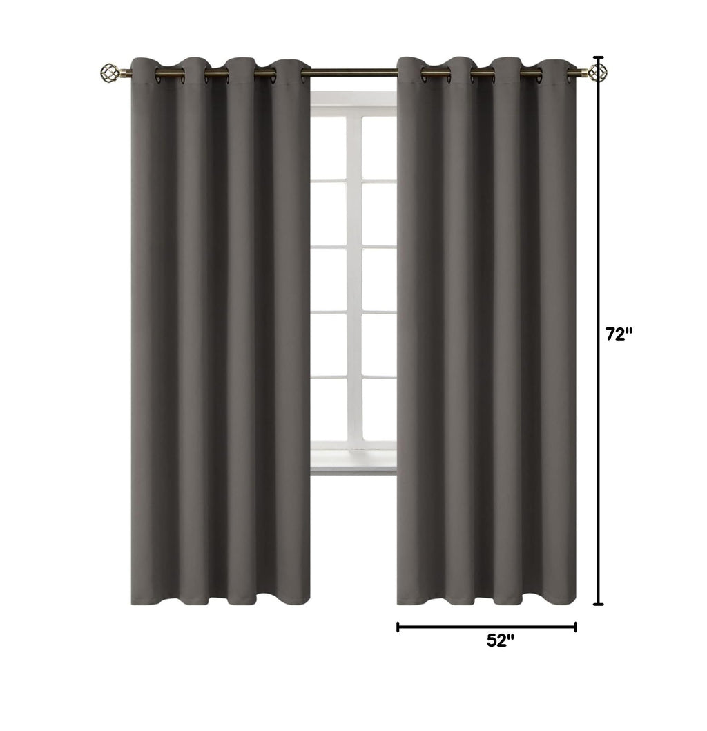 Grey Blackout Curtains for Bedroom 72 Inch Long (Grey / 52"W x 72"L (Pack of 2))