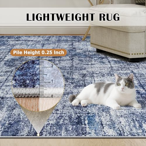 9x12 Washable Area Rug for Living Room Bedroom (Navy/Light Gray / 9' x 12' (Rectangular))