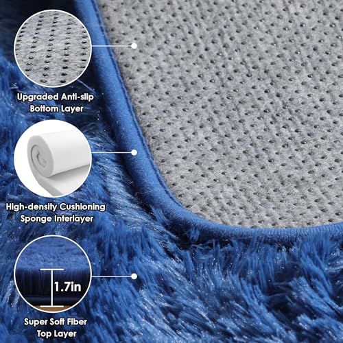 Navy Area Rugs for Boys Bedroom Living Room (Navy Blue / 4' x 6' (Rectangular))