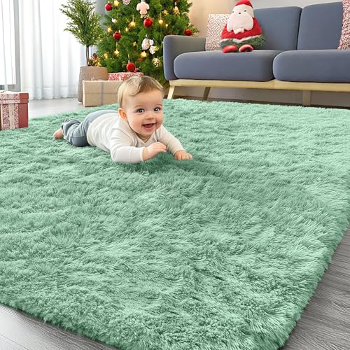 Area Rugs for Living Room Bedroom (4x5.9 Ft / Mint Green)