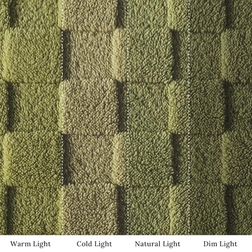 3D Checkered Fleece Throw Blanket for Couch (Olive Green / Throw (50"x60"))
