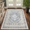 3x5 Washable Area Rug for Entryway Non Slip Rugs (Blue/Beige / 3' x 5' (Rectangular))