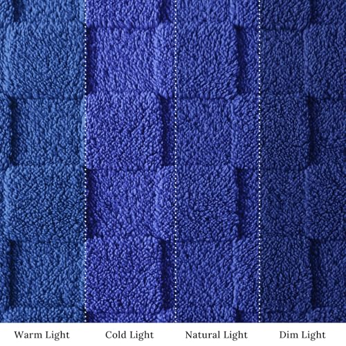 3D Checkered Fleece Throw Blanket for Couch (Cobalt Blue / Throw (50"x60"))