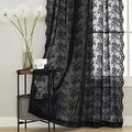 Vintage Lace Curtains 72 inch Length Goth Black Floral Sheer Sidelight Curtains for Front Door Coffin (Black / 52"W x 72"L (Pack of 2))