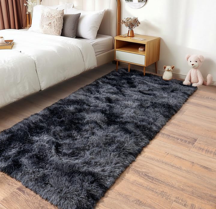 Fluffy Runner Rugs for Bedroom 2x6 (Dark Grey / 2' x 6' (Rectangular))