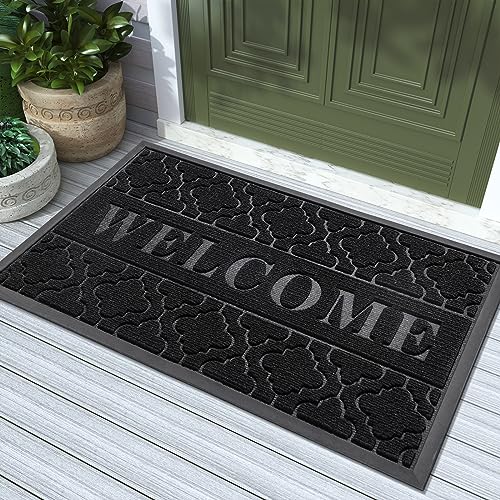 Large Welcome Door Mat (36x24 Inch / Black)
