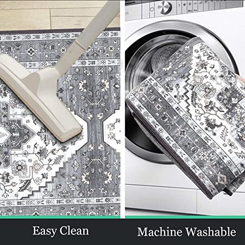 HEBE Boho Kitchen Rugs Set of 3 (Grey / 20"x32"+20"x48"+20"x59")