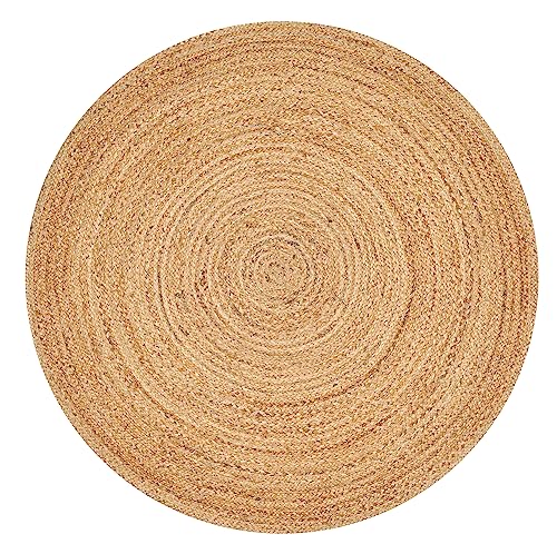 Hand Woven Jute Braided Rug (Natural / 6' (Round))