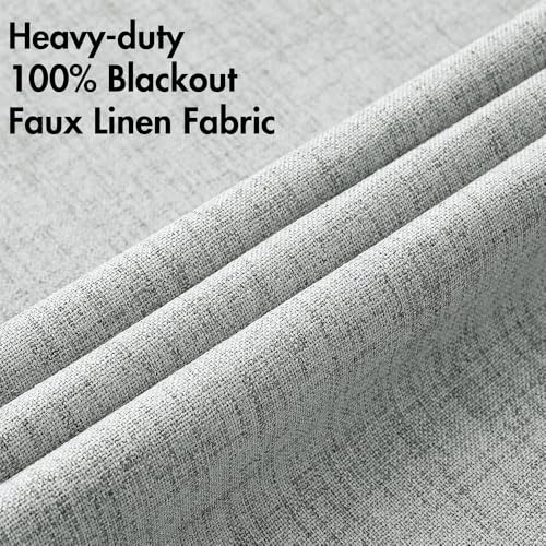 100% Blackout Linen Curtains for Bedroom 52x54 Inches Glacier Gray (Glacier Gray / 52"W x 54"L (Pack of 2))