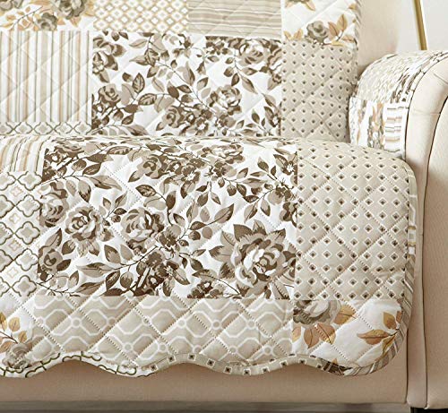 Reversible Patchwork Sofa Cover (Sofa / Patchwork - Taupe)