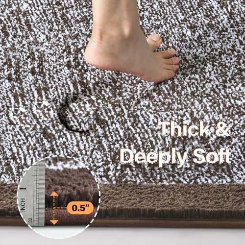 Bathroom Rugs 30x20 Non Slip Washable (Brown / 1'8" x 2'6" (Rectangular))
